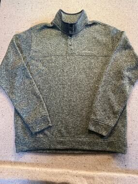 Eddie Bauer Sweatshirt Fleece Men's XL Charcoal Snap Radiator Mock Neck Sweater
